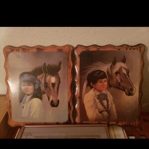 8x10 1990 Native children with Horses by Artists Garcia and Mclean
